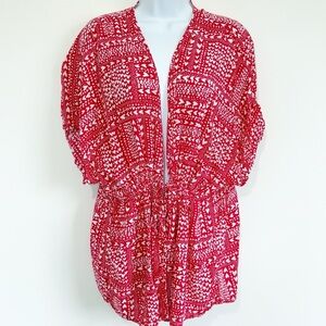 Victorias Secret Kimono Robe Short Sleeve Red White Hearts